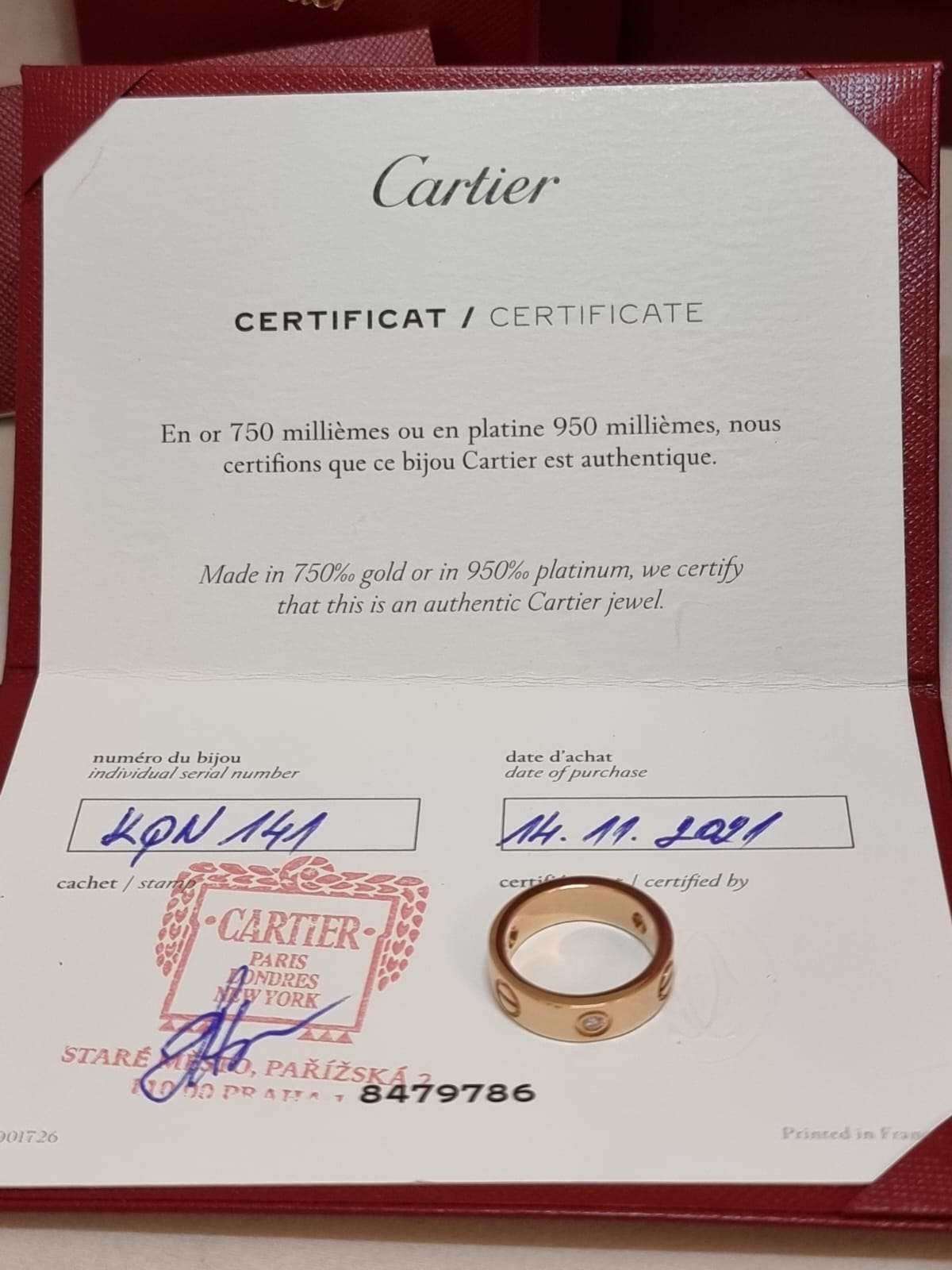 Cartier Love 3 diamonds prsten