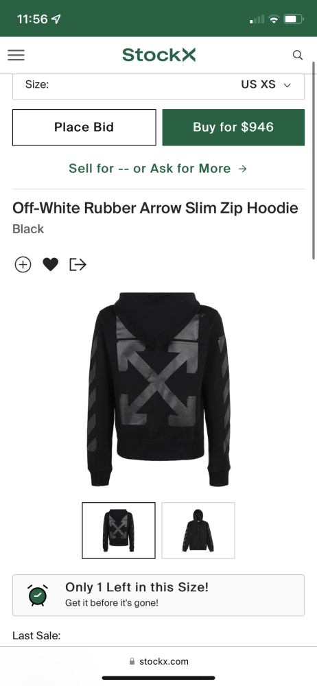 Off-White Rubber Arrow Slim Zip Hoodie