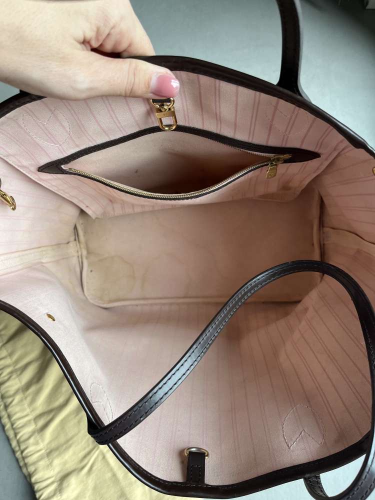 Louis Vuitton Neverfull ruzove vnutro