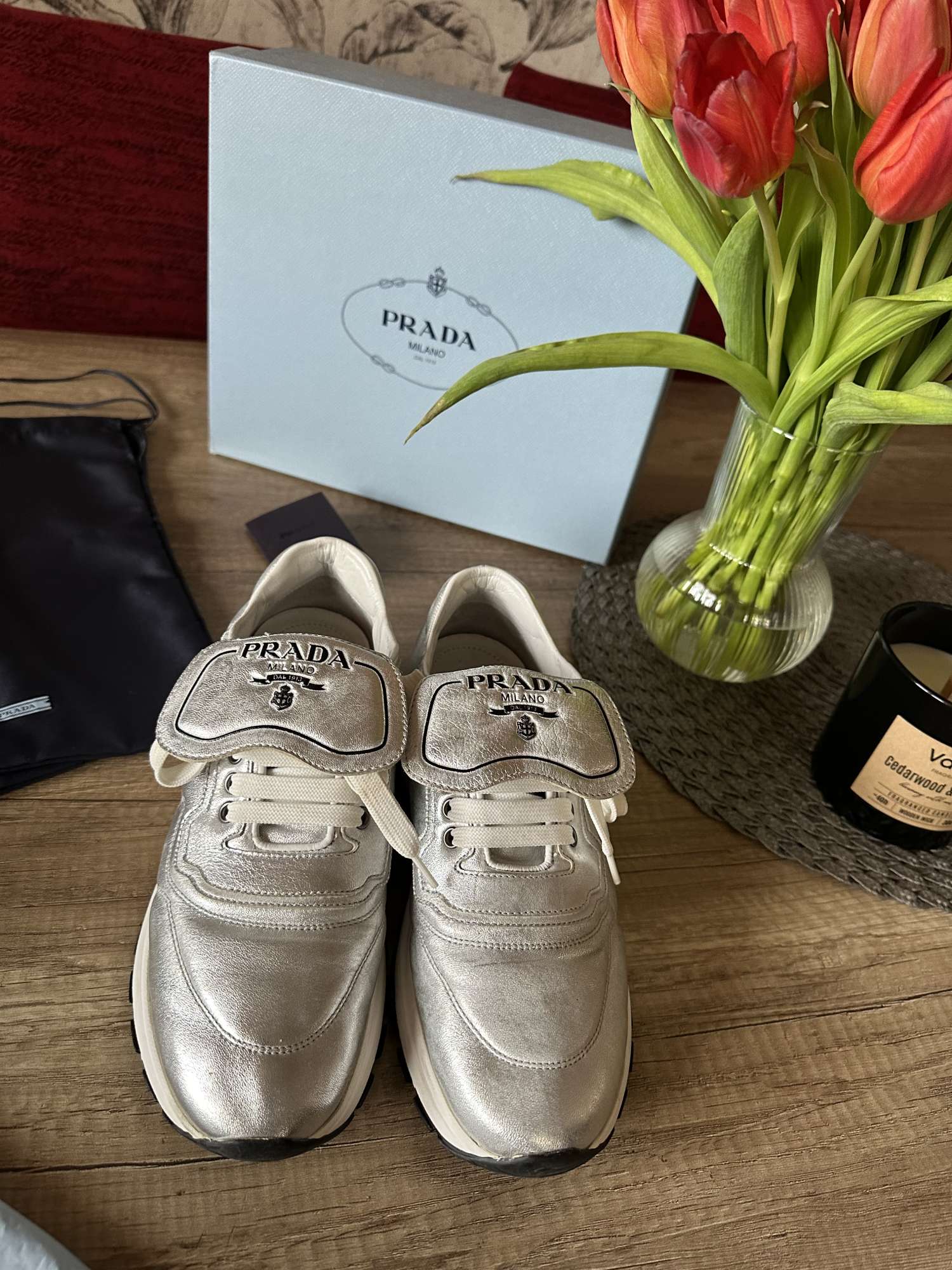 Prada stříbrné tenisky