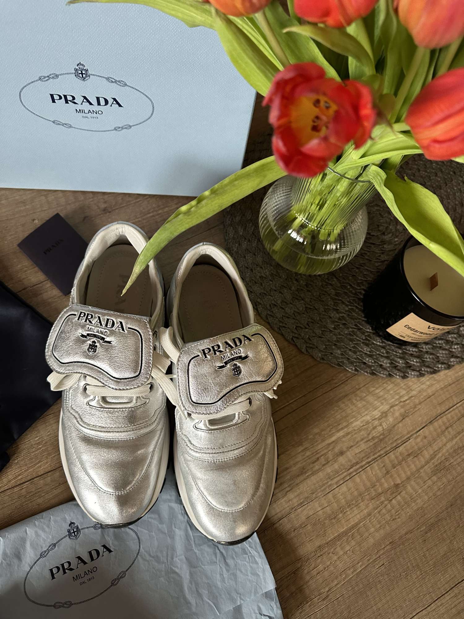 Prada stříbrné tenisky