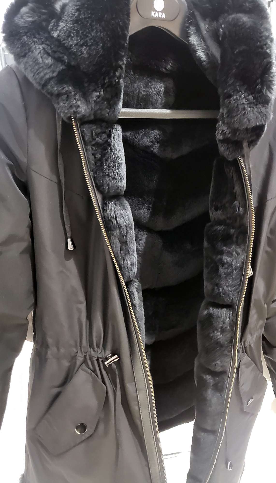 Kara kožešinový kabát oboustranný