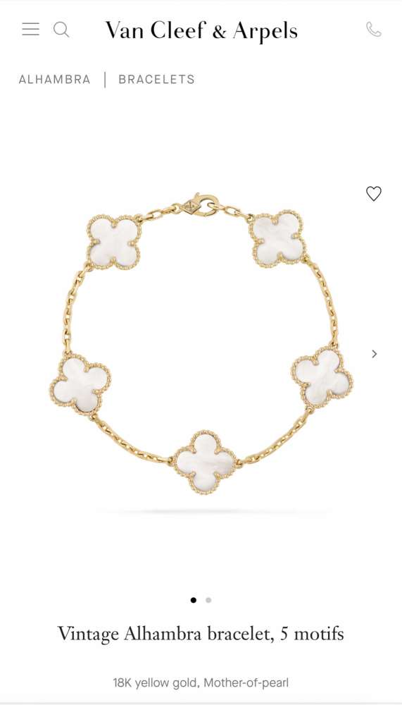 Van Cleef & Arpels Vintage Alhambra náramok mother of pearl