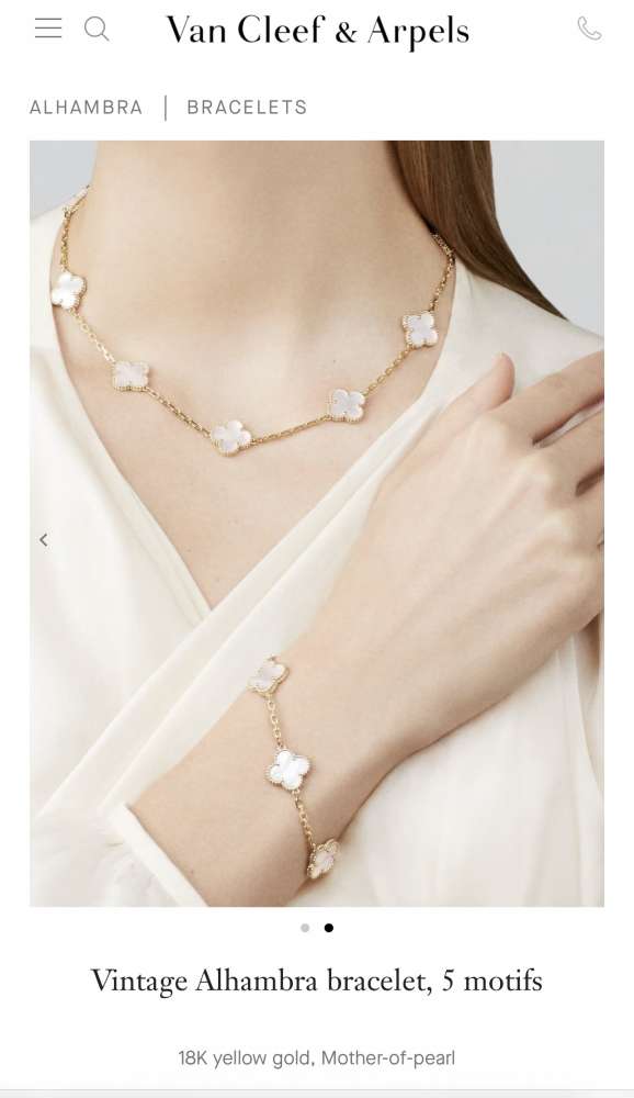 Van Cleef & Arpels Vintage Alhambra náramok mother of pearl