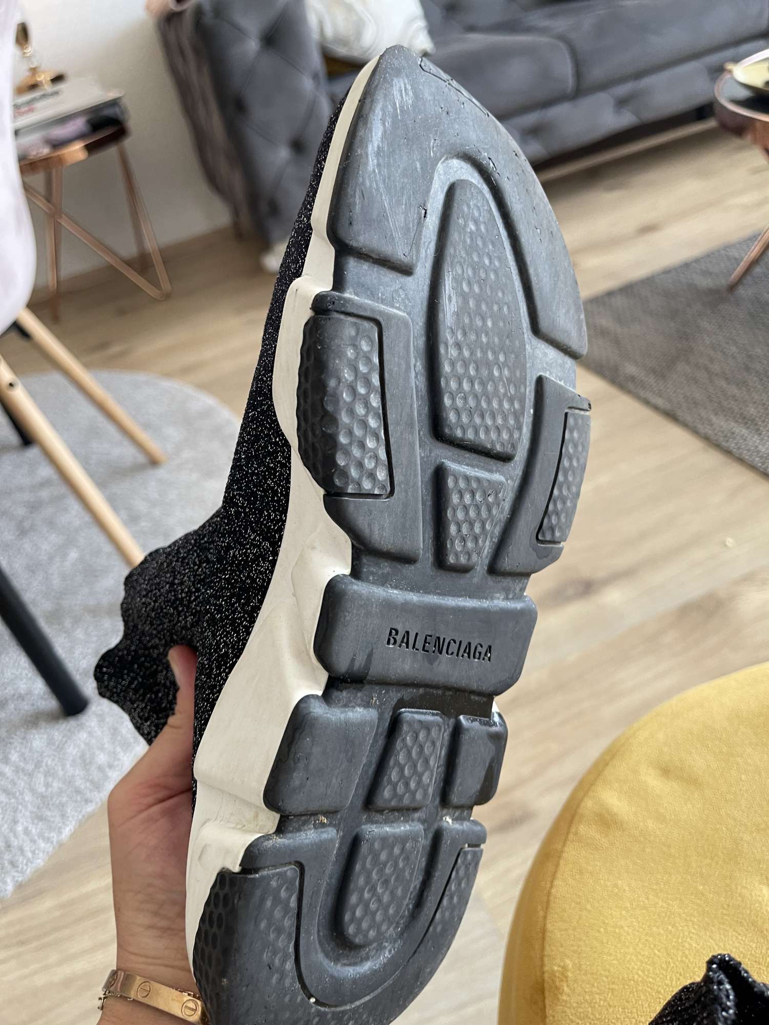 Balenciaga ponožkové tenisky s lurexovou niťou