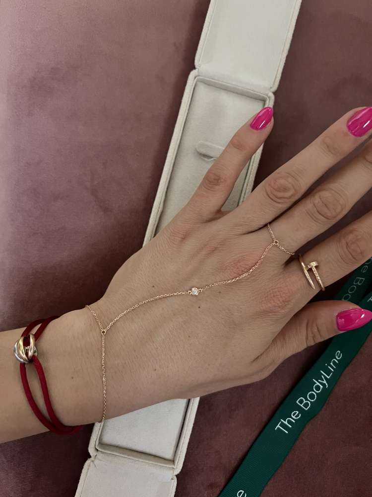 Šperk s ružového zlata a diamant Hand Chain