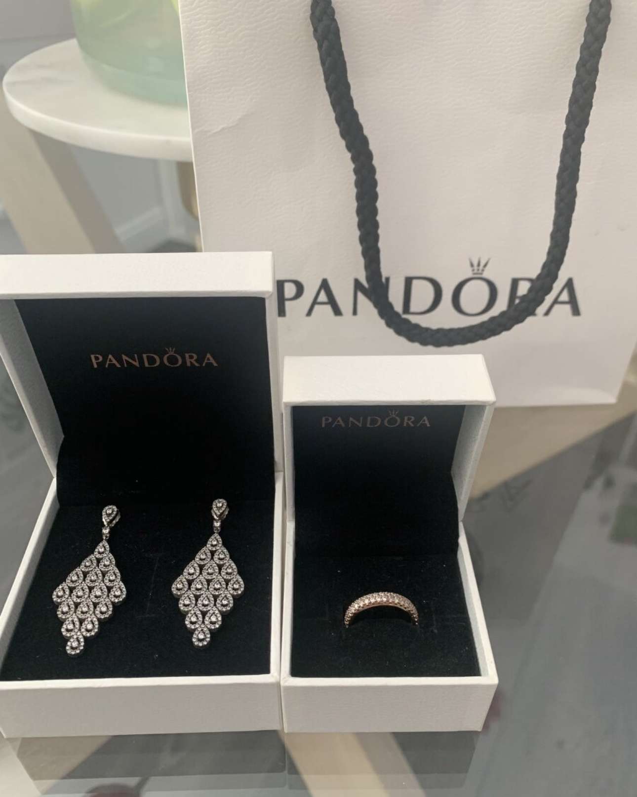 Strieborné náušnice so 408ks zirkónov Pandora