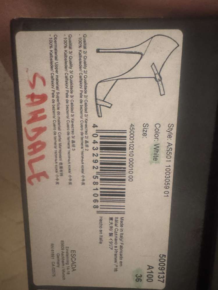 Sandále Escada biele veľkosť 36