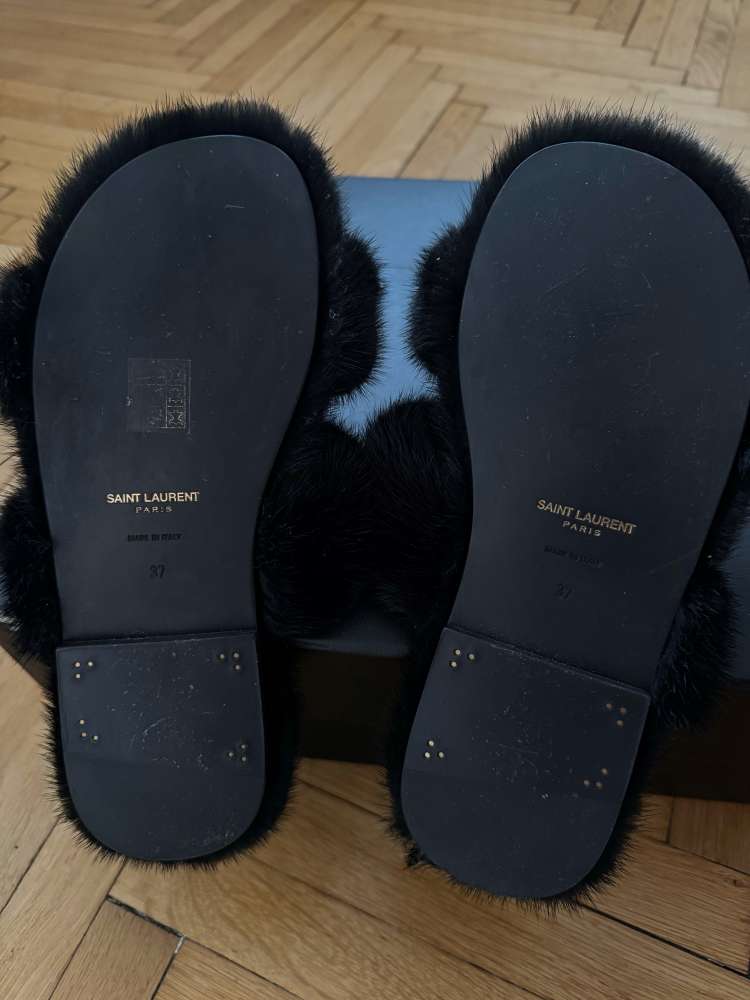 Saint laurent mink fur sandals
