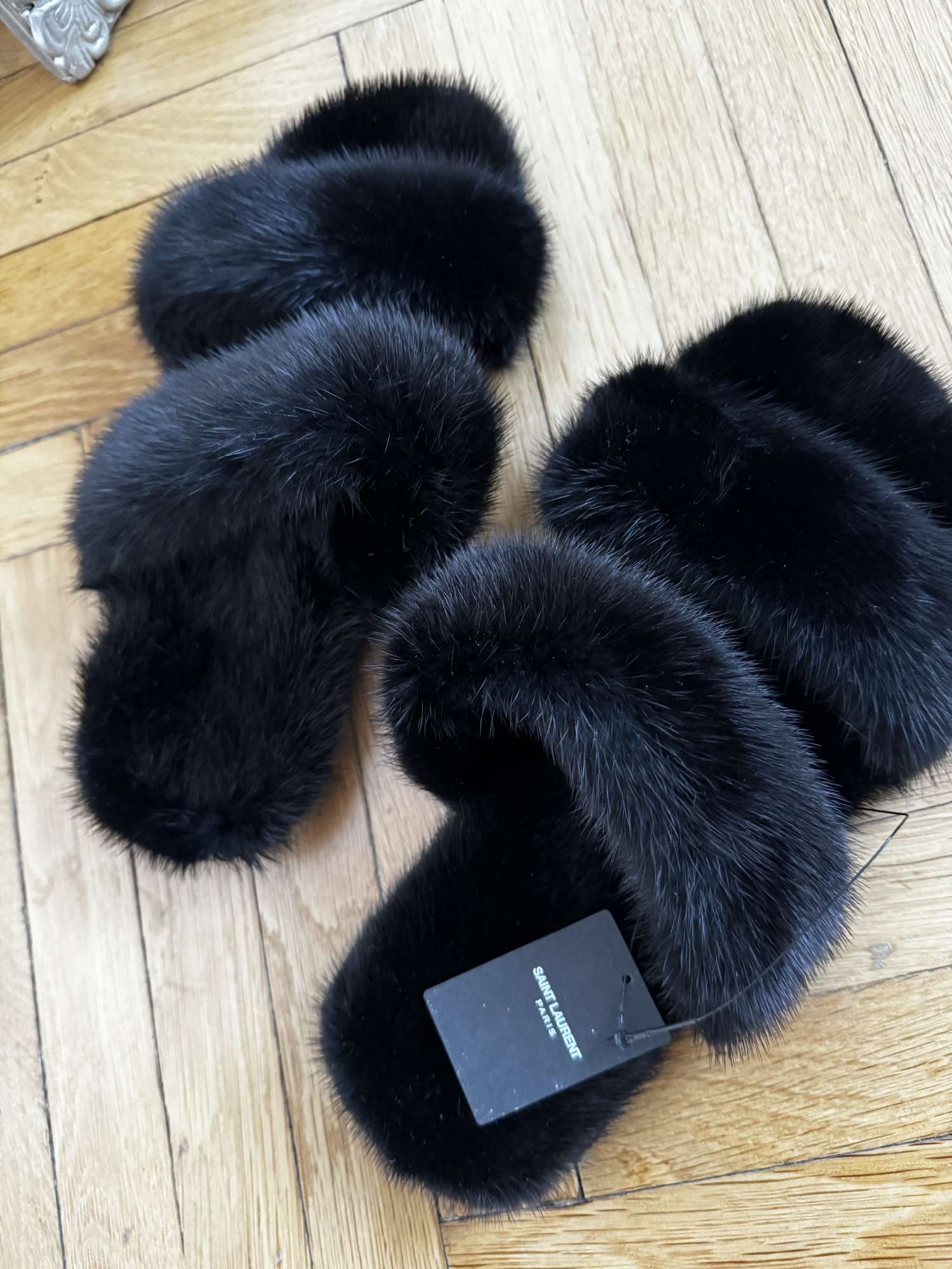 Saint laurent mink fur sandals