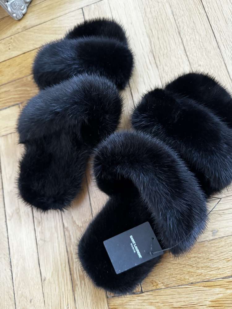Saint laurent mink fur sandals