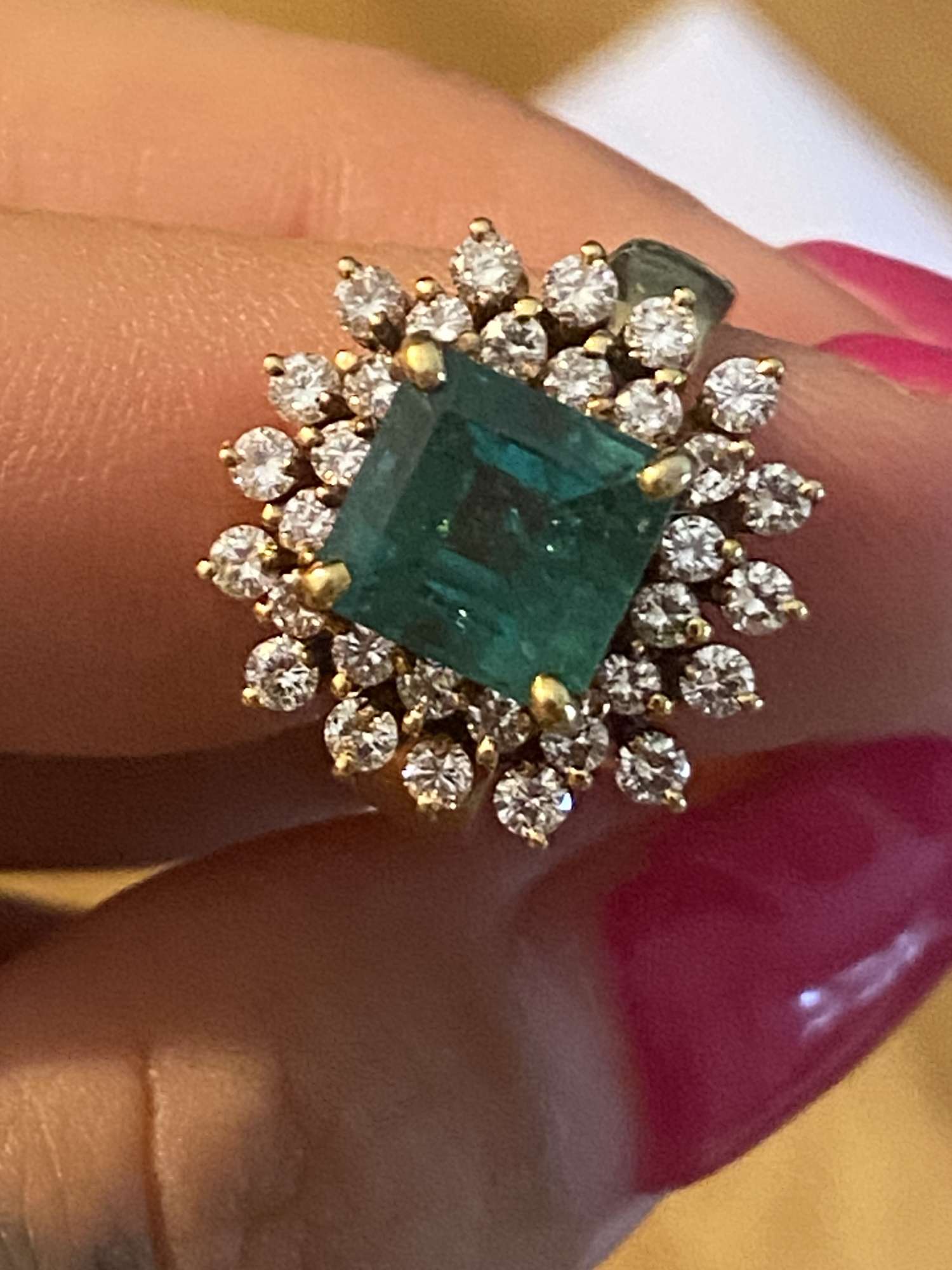 Prsten smaragd brilianty