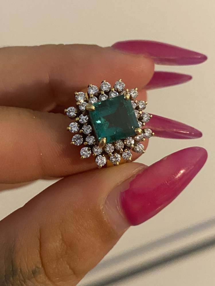 Prsten smaragd brilianty