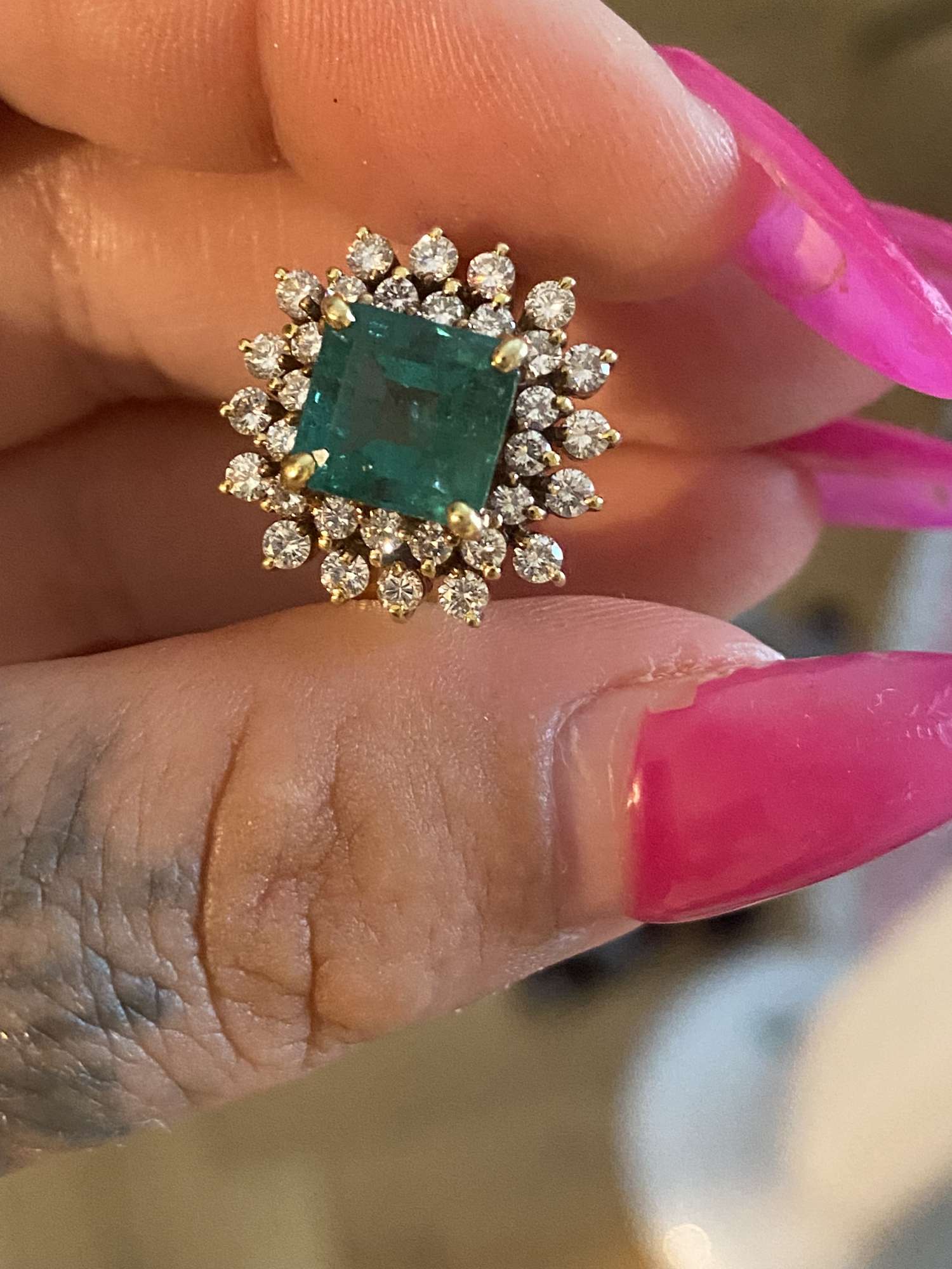 Prsten smaragd brilianty