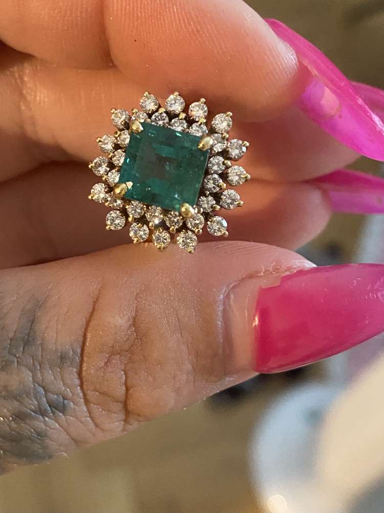 Prsten smaragd brilianty