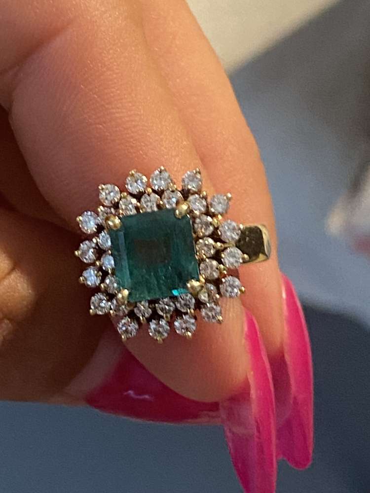 Prsten smaragd brilianty