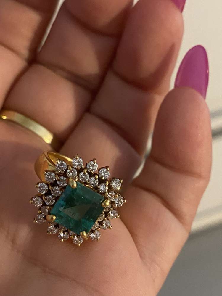 Prsten smaragd brilianty