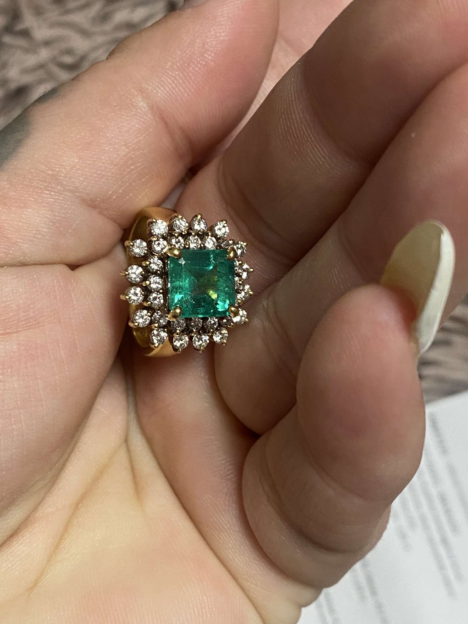 Prsten smaragd brilianty