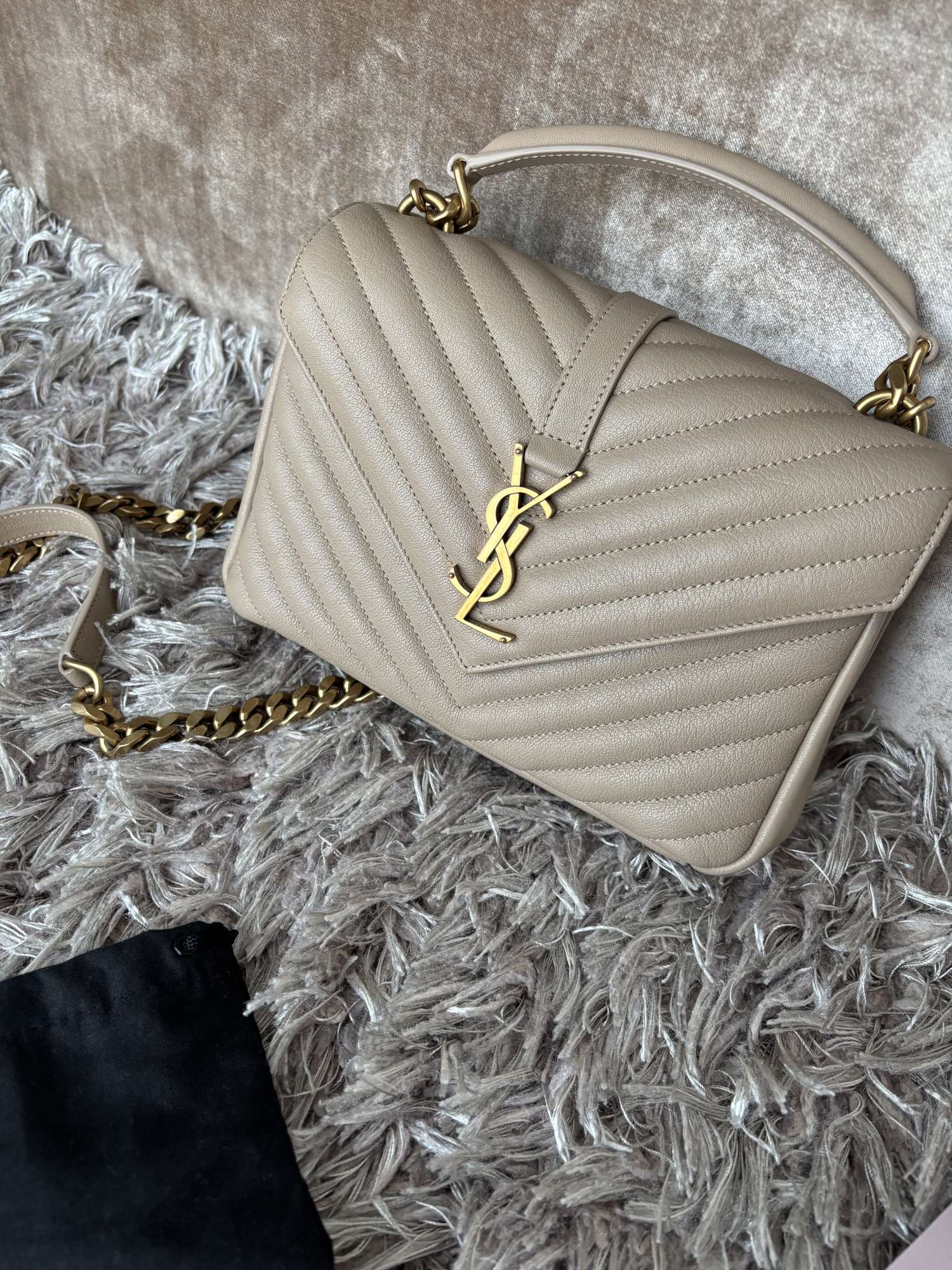 YSL College béžovo zlatá kabelka