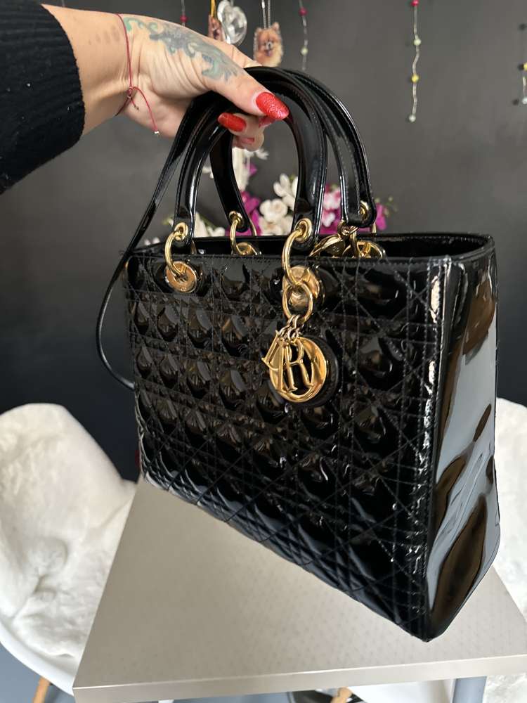 Lady dior Large leather patent