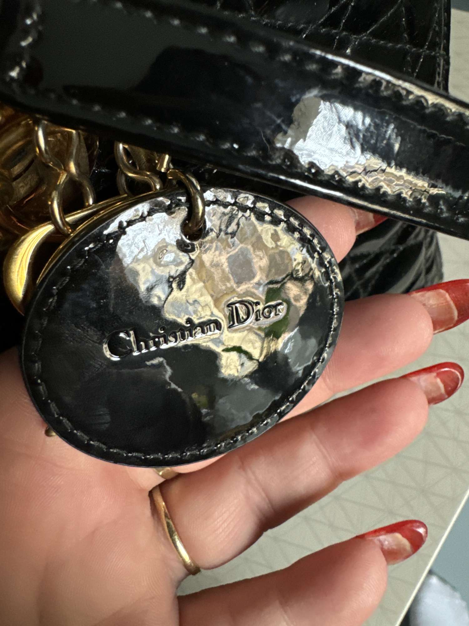 Lady dior Large leather patent