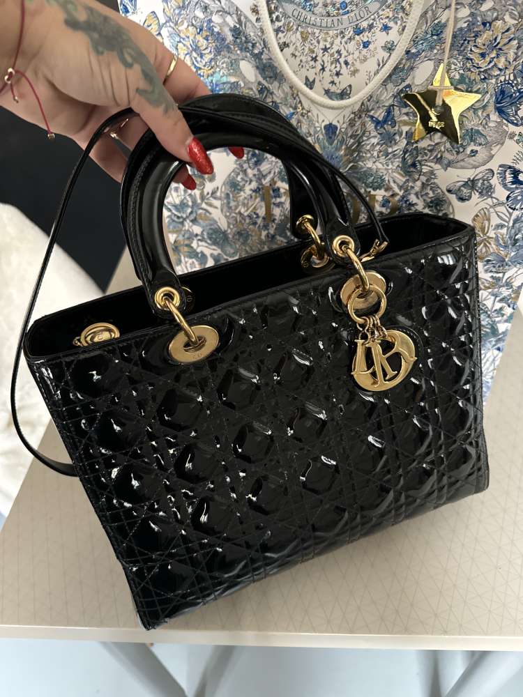 Lady dior Large leather patent