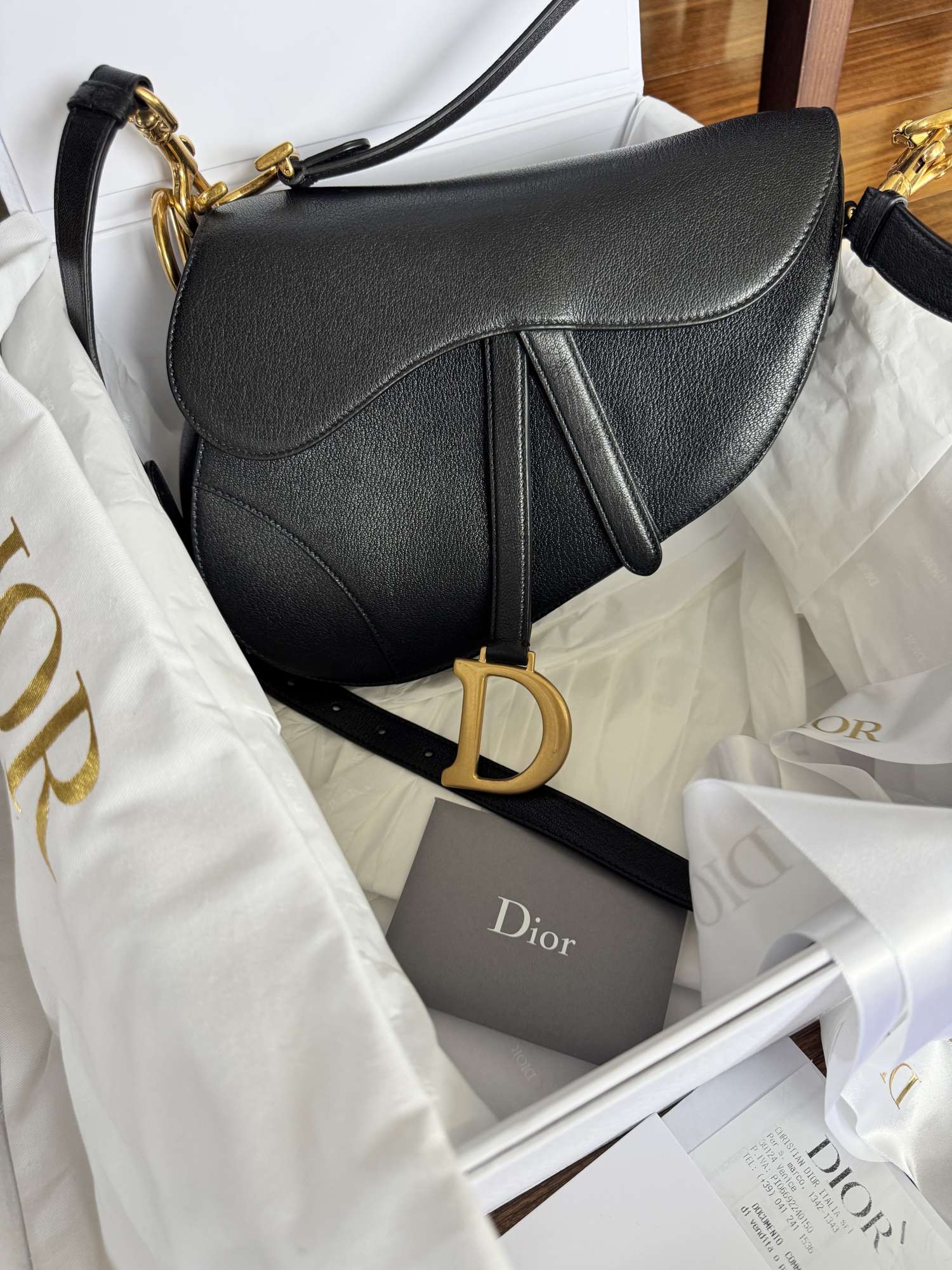 Dior saddle bag goat skin