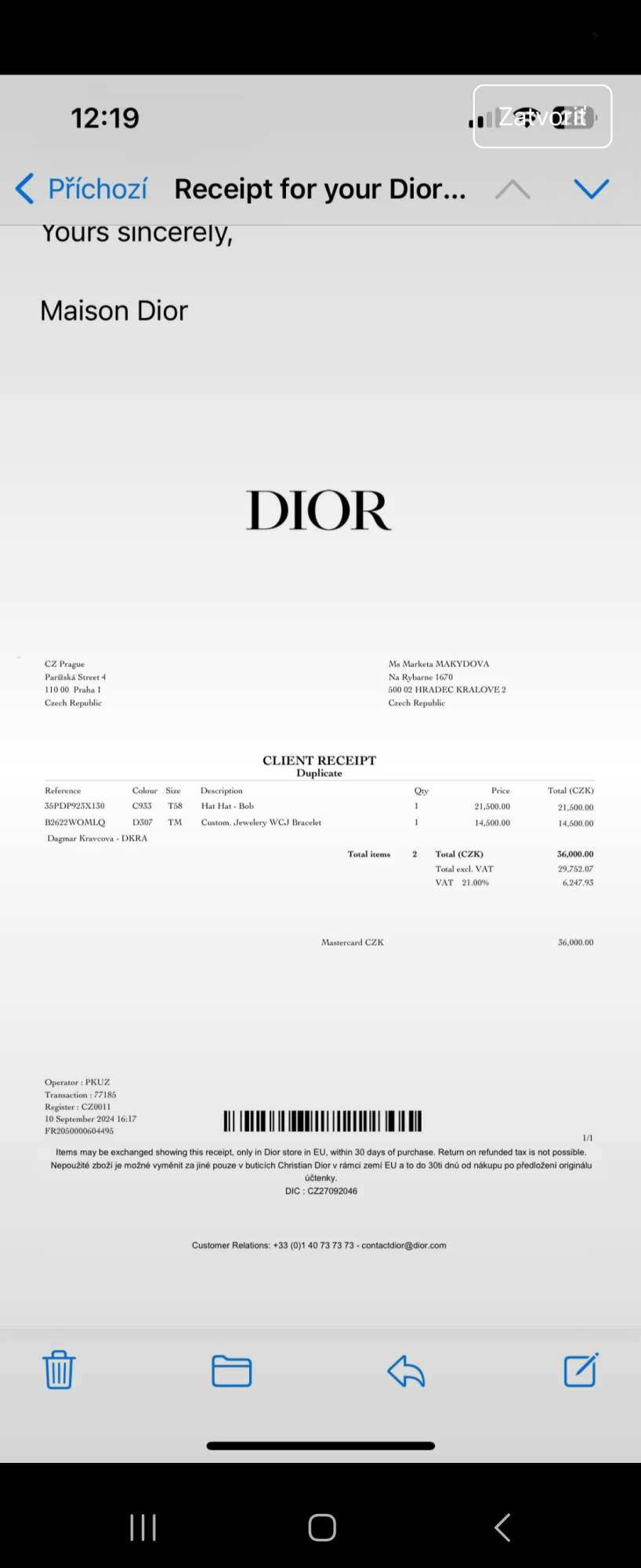 Náramok Christian Dior