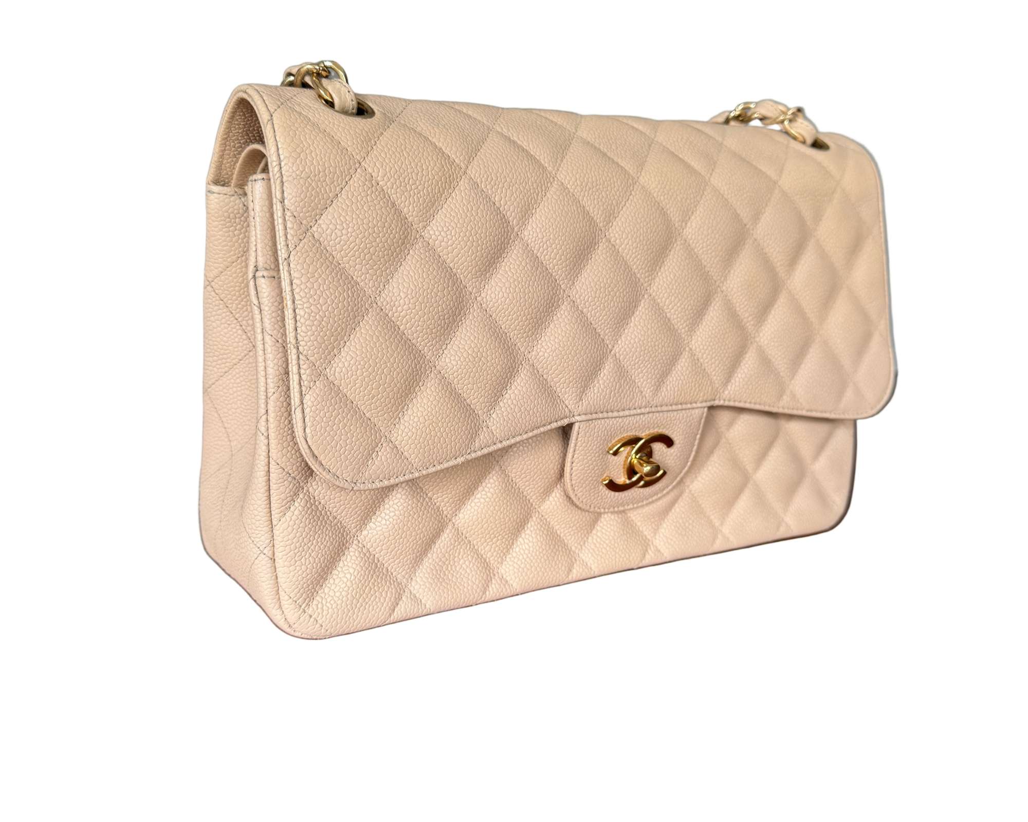 Chanel Timeless Jumbo Flap Bag in Beige Caviar Leather – 2011