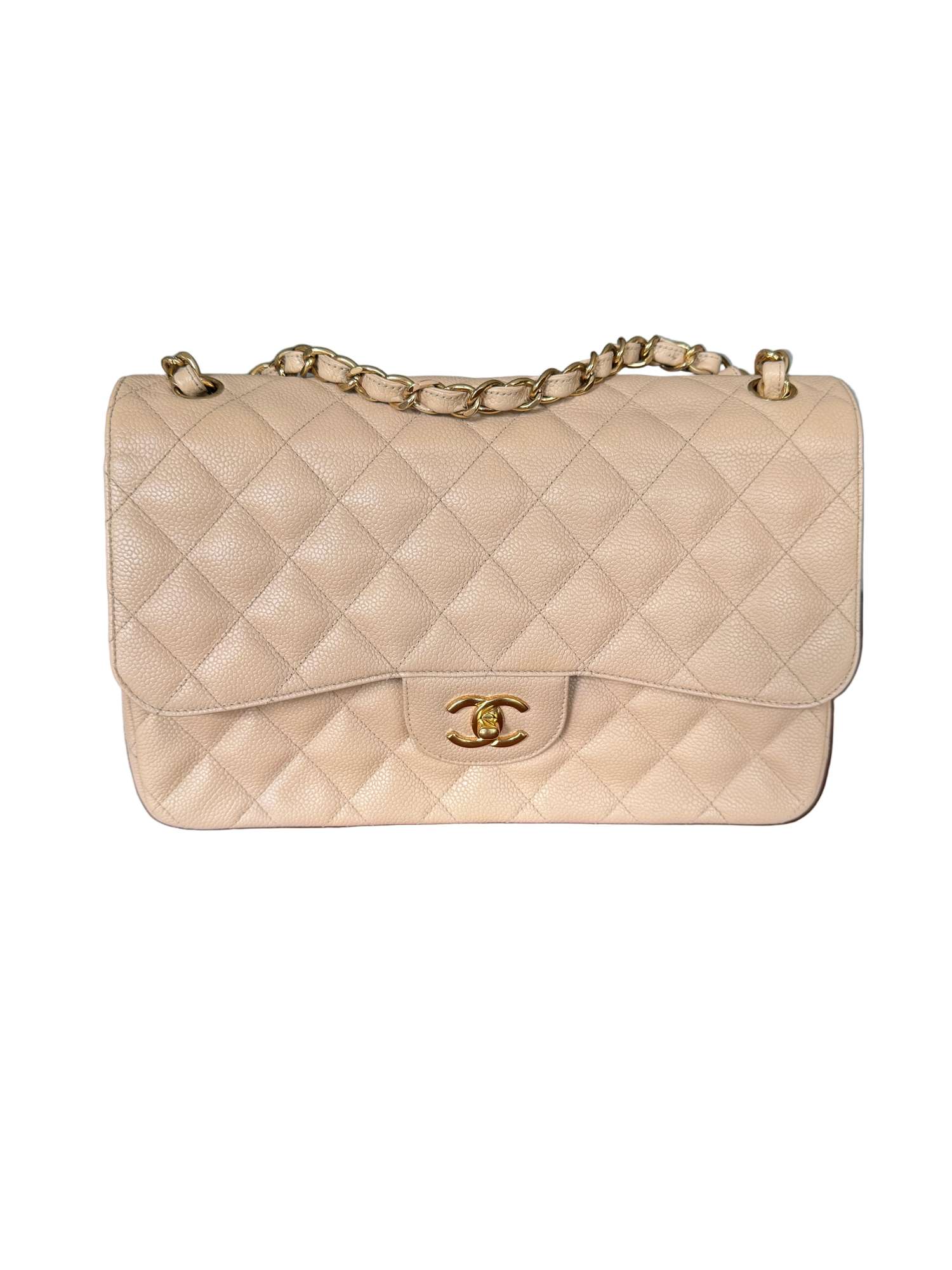 Chanel Timeless Jumbo Flap Bag in Beige Caviar Leather – 2011