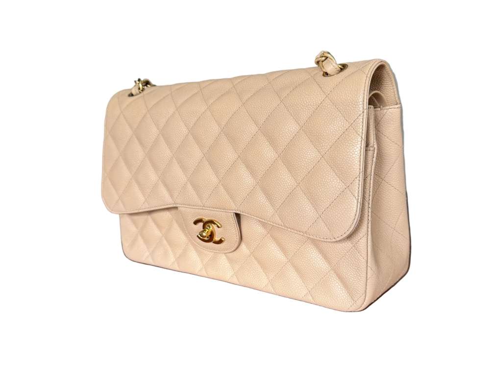 Chanel Timeless Jumbo Flap Bag in Beige Caviar Leather – 2011