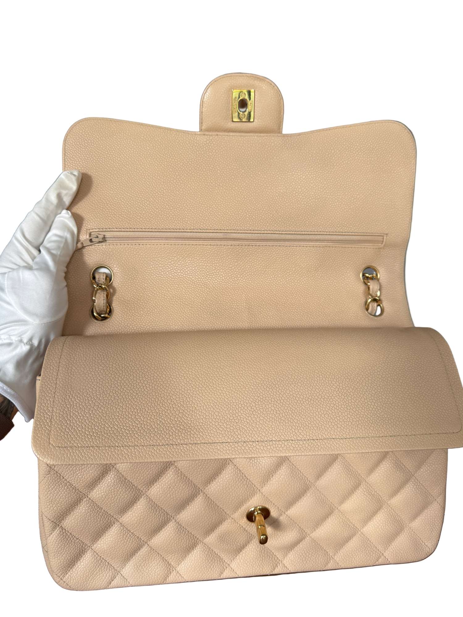 Chanel Timeless Jumbo Flap Bag in Beige Caviar Leather – 2011