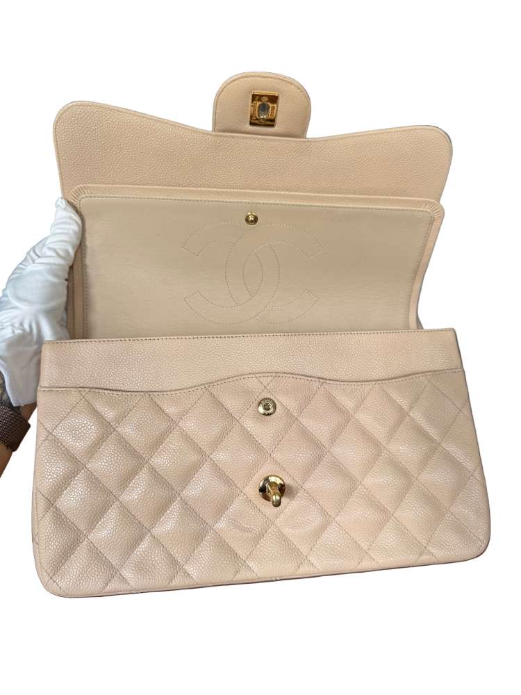 Chanel Timeless Jumbo Flap Bag in Beige Caviar Leather – 2011