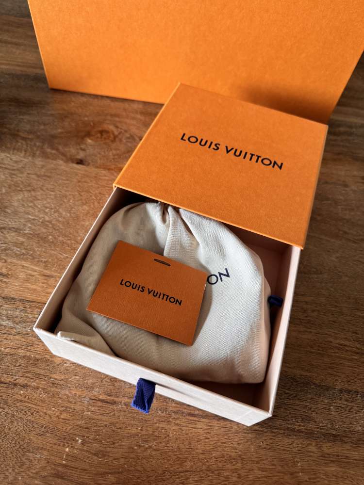 Louis Vuitton oboustranný pásek – béžová / Damier Azur, zlatá spona