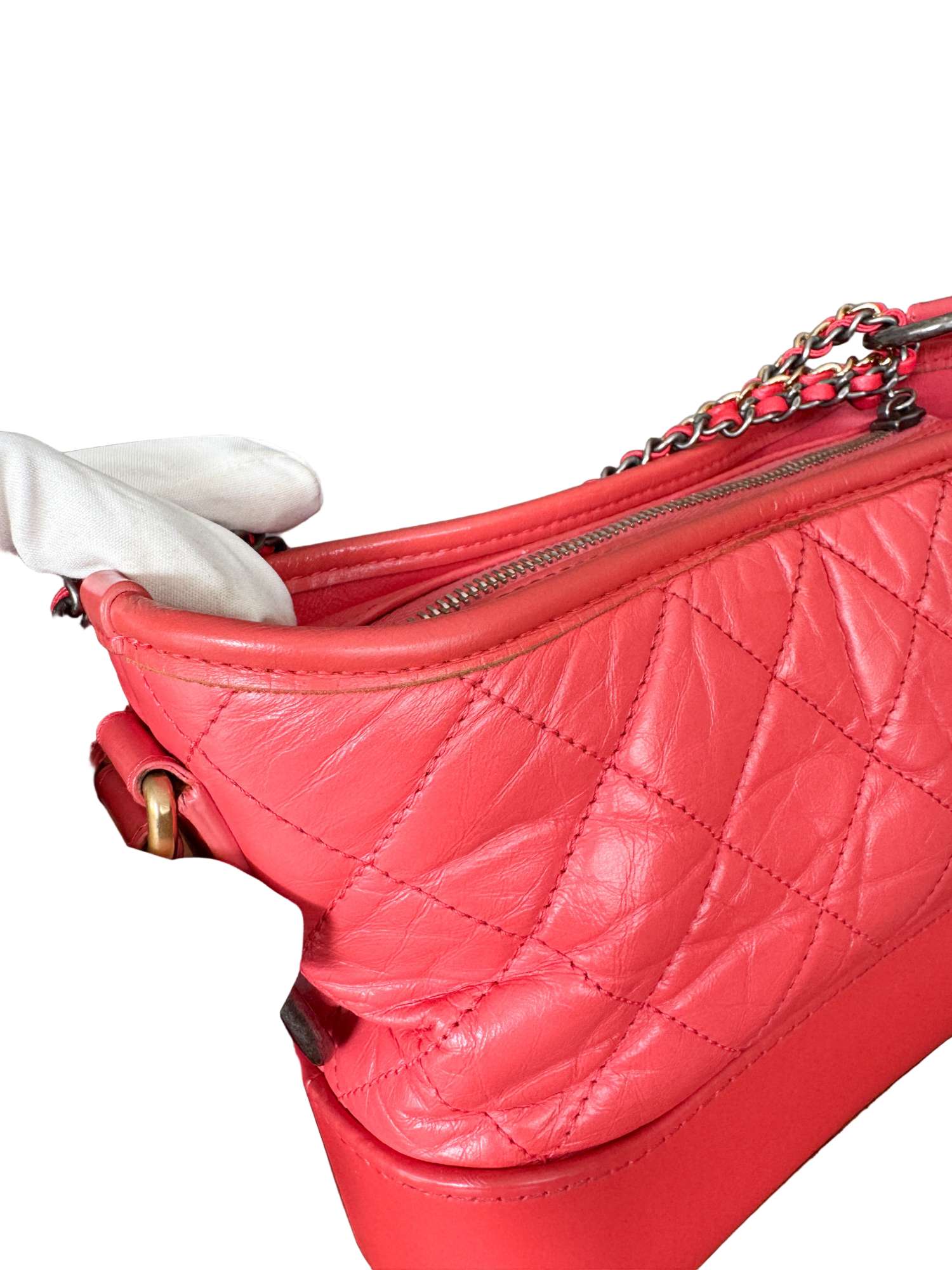 Chanel Gabrielle Malá kabelka cez rameno ružovo-koralová