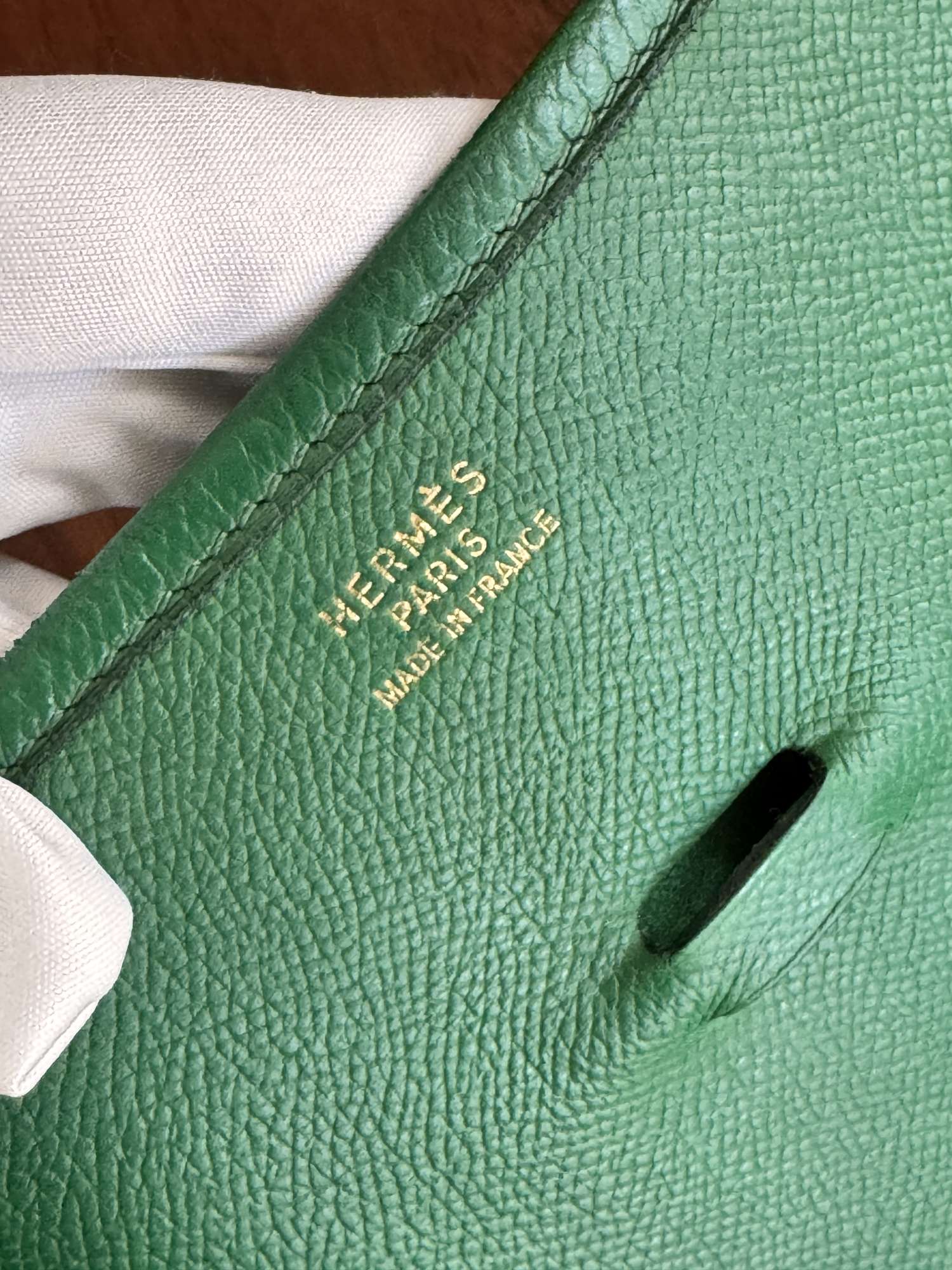 Hermès Evelyne GM Vintage kabelka – hráškovo zelená koža Courchevel