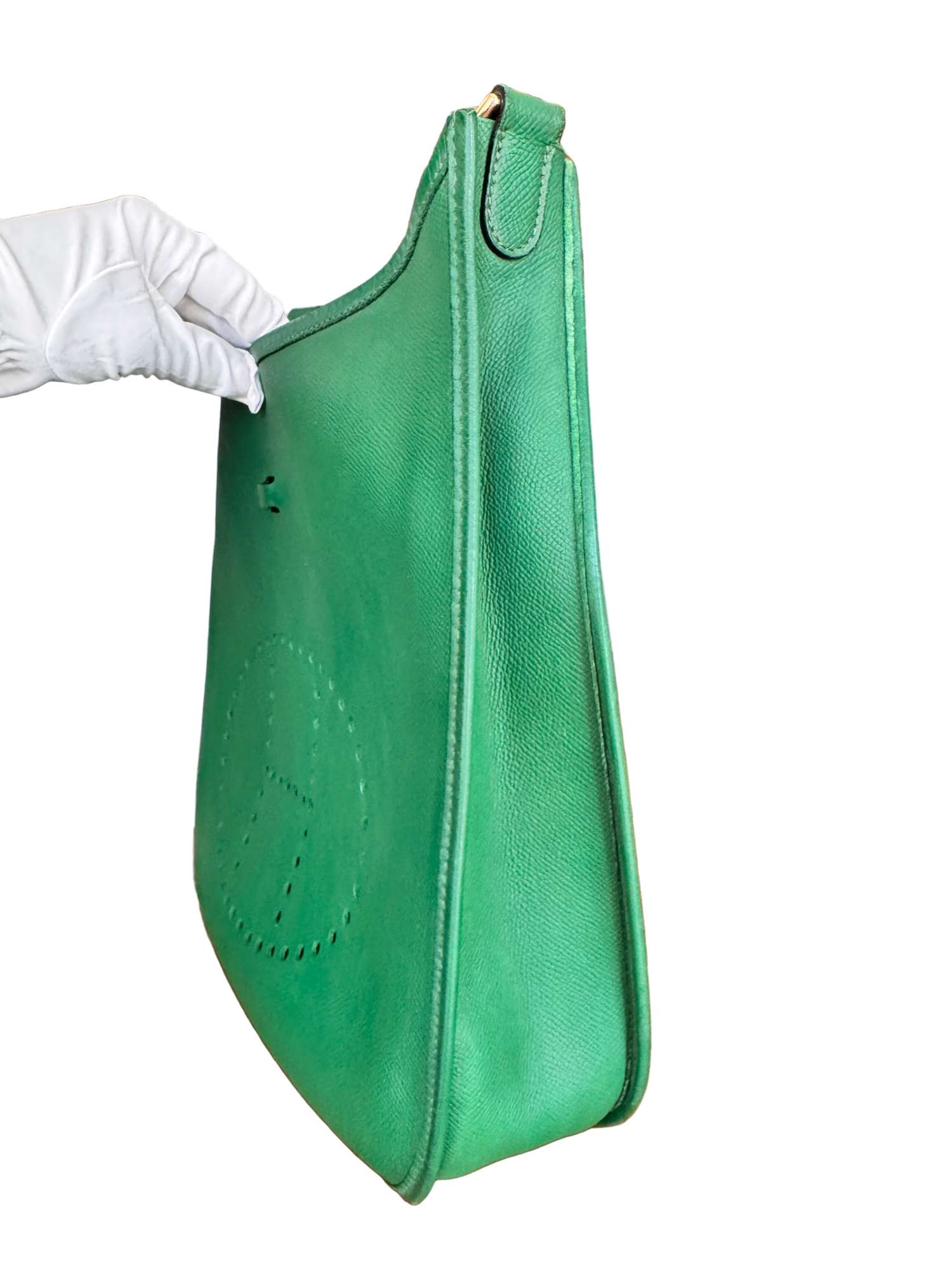 Hermès Evelyne GM Vintage kabelka – hráškovo zelená koža Courchevel