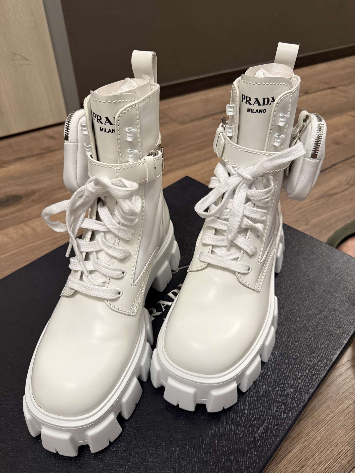 Prada monolith combat boots