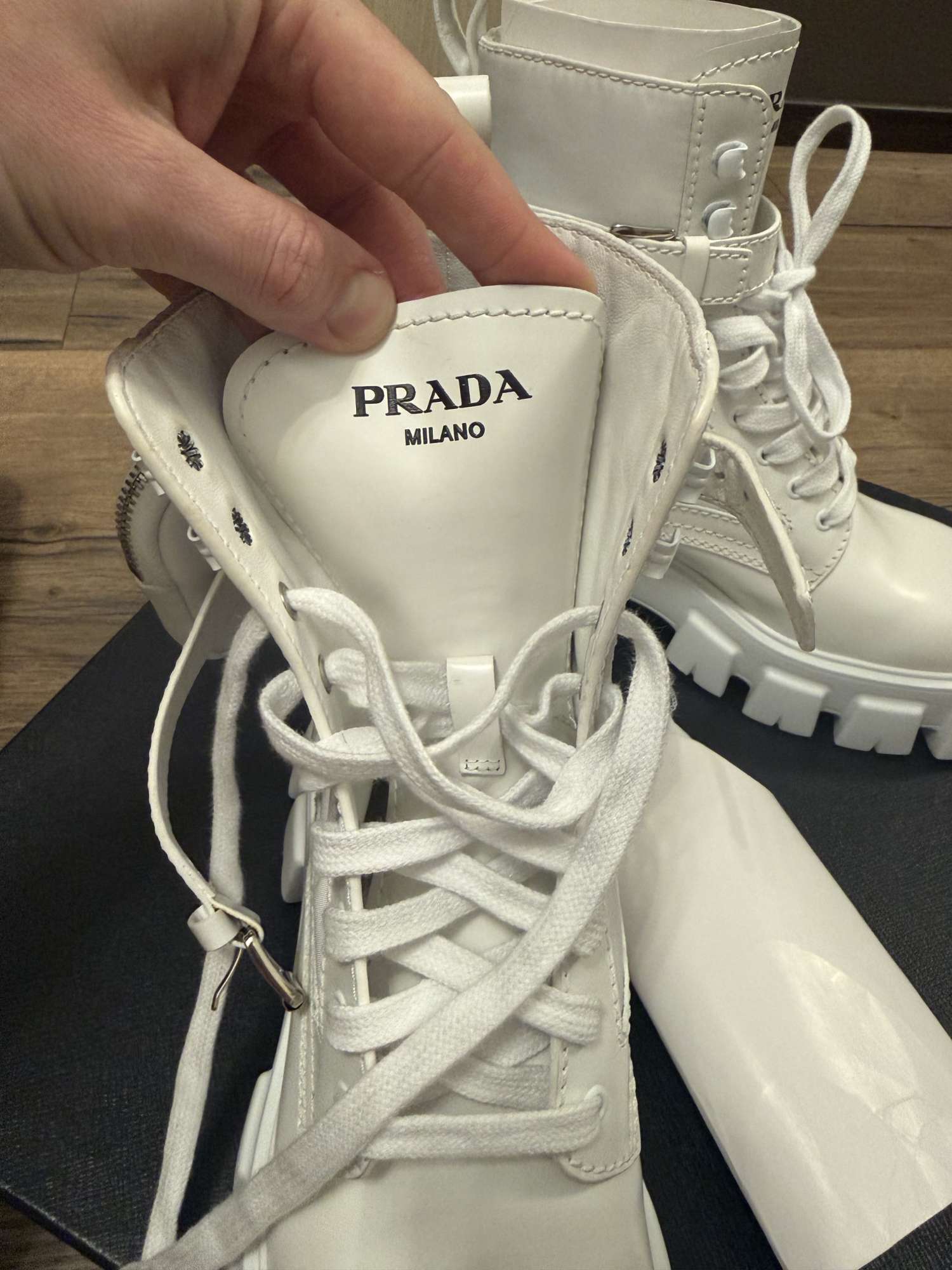 Prada monolith combat boots