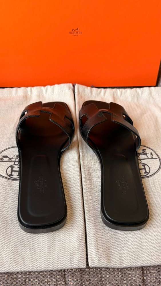 Nové papuče Hermes Oran Epsom kožené 40