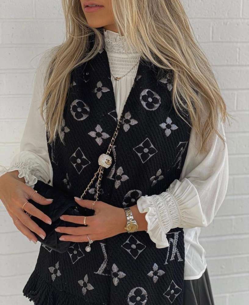 LOUIS VUITTON ČIERNY SHINE ŠÁL