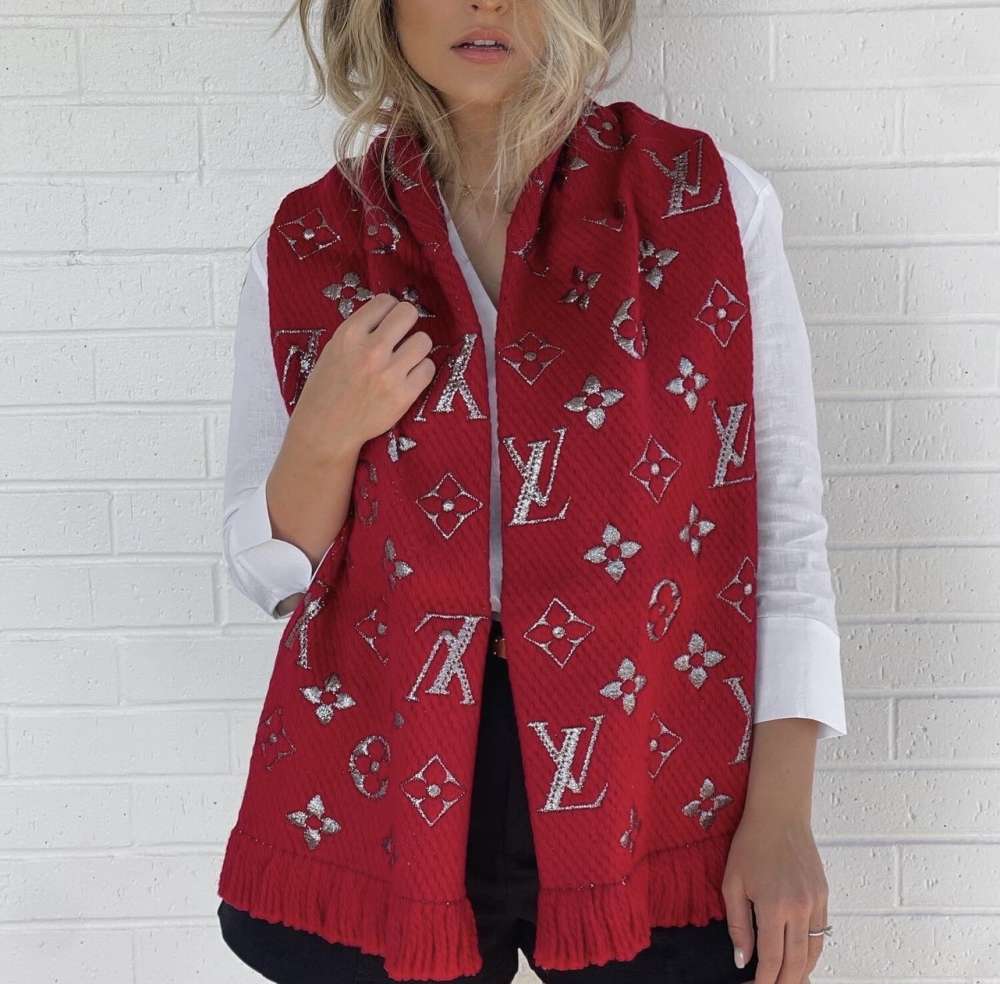 LOUIS VUITTON ČERVENÝ ŠÁL