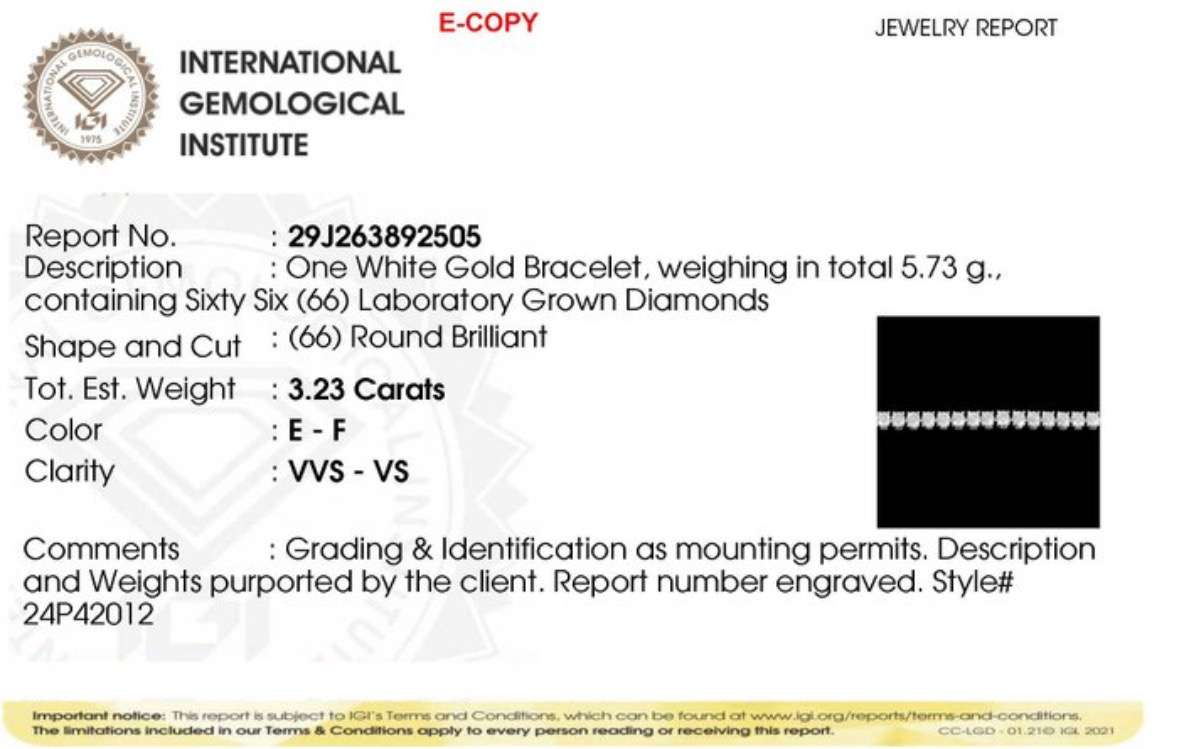 Tenisový náramok 3,23ct - laboratórne brilianty