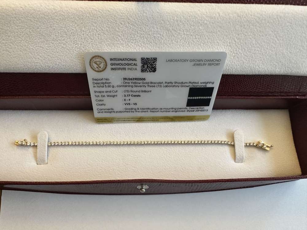 Tenisový náramok laboratórne brilianty zo žltého zlata 3,17ct