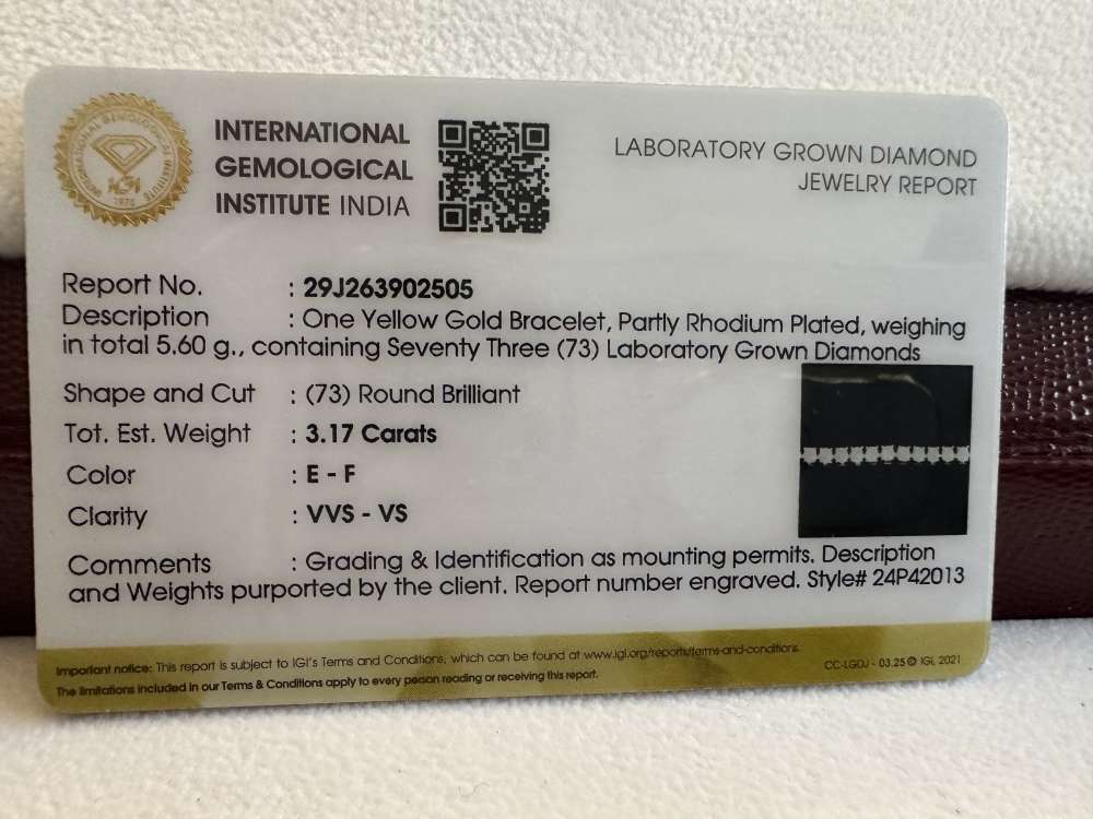 Tenisový náramok laboratórne brilianty zo žltého zlata 3,17ct