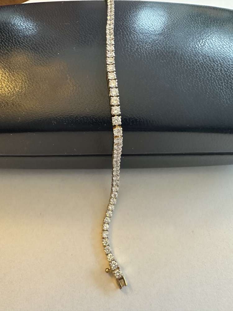 Tenisový náramok laboratórne brilianty zo žltého zlata 3,17ct