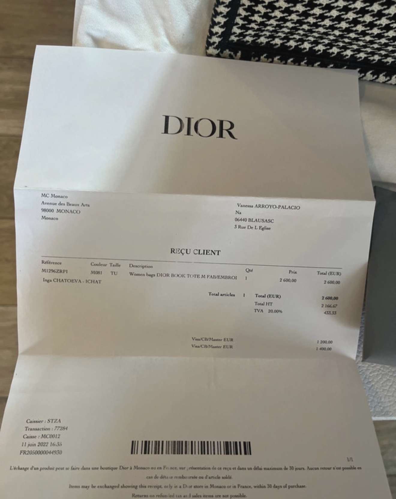 Dior tote