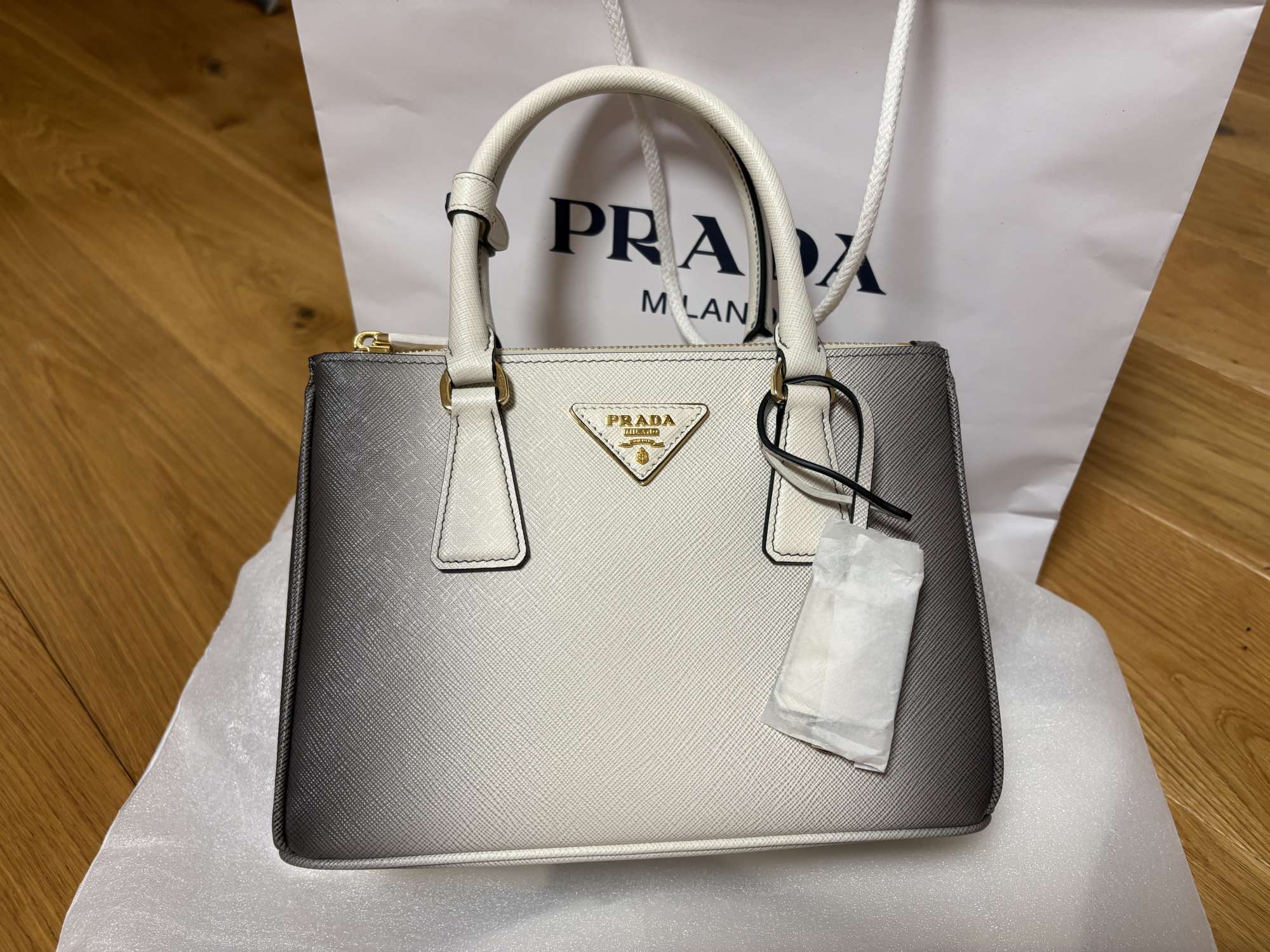 PRADA Galleria Saffiano Lux Ombre Small Double Zip