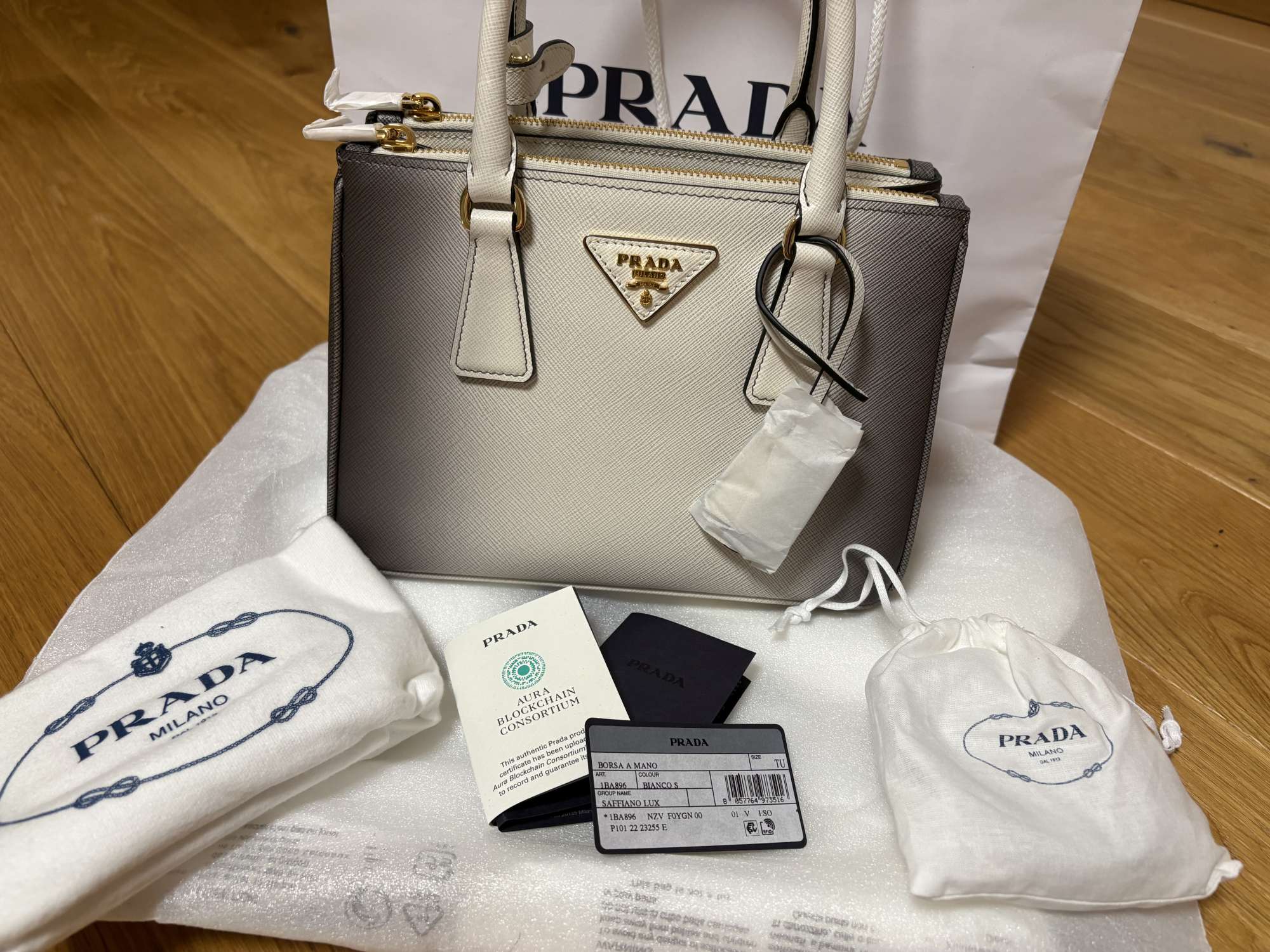 PRADA Galleria Saffiano Lux Ombre Small Double Zip