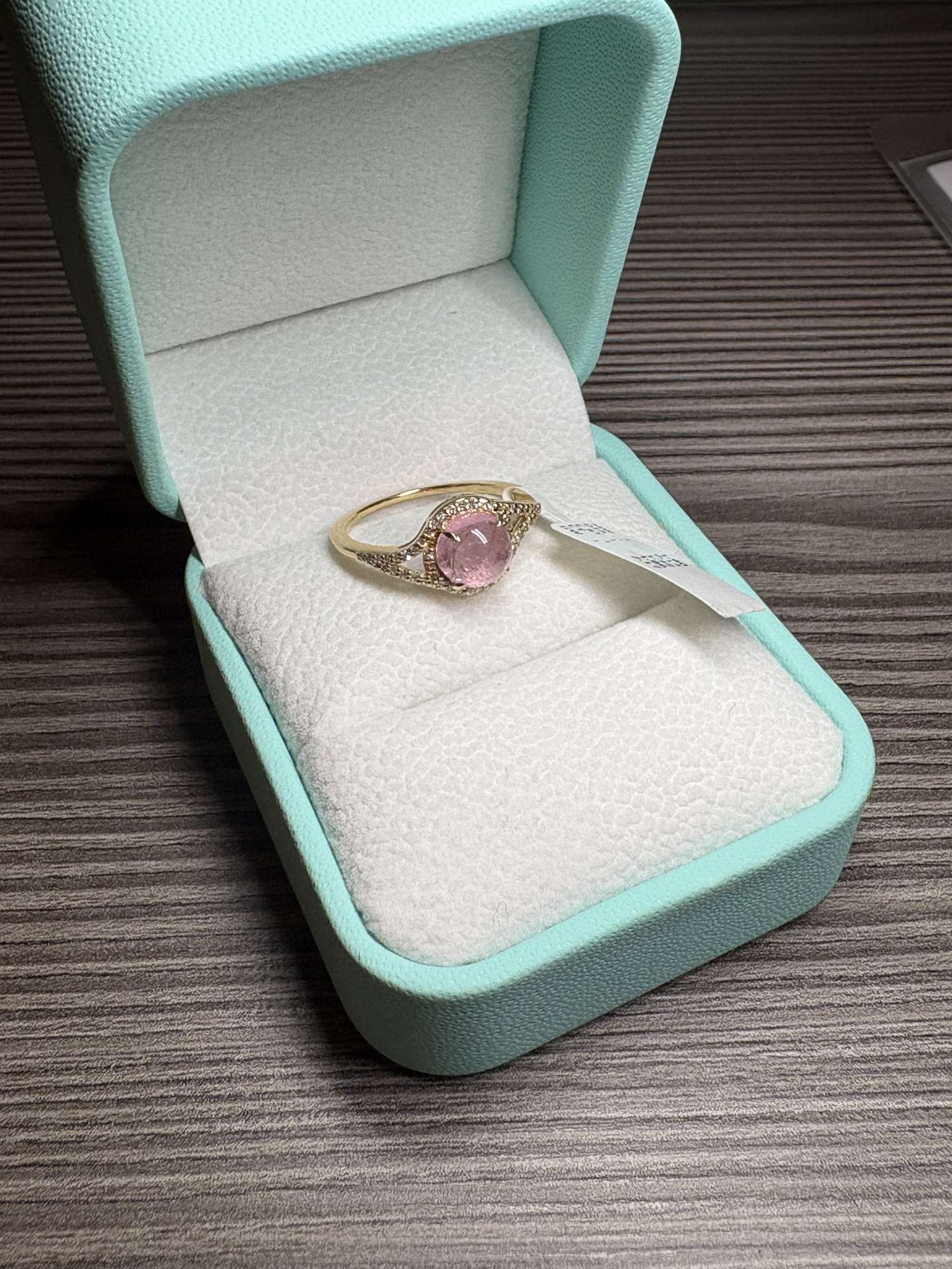 Zlatý prsteň 14k prírodný ružový turmalín 1.72 ct + diamanty